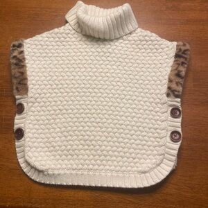 Aspen Kids Cozy Knit Poncho with Leopard Accents Princess